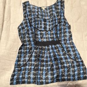 Blue and Black Plaid Women's Top
